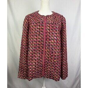 Chico's Color PopTweed Zip Front Jacket size US 12/14 Multicolor/Pink NWT